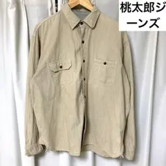 美品 momotaro jeans コットン シャツ ワーク 猫目ボタン