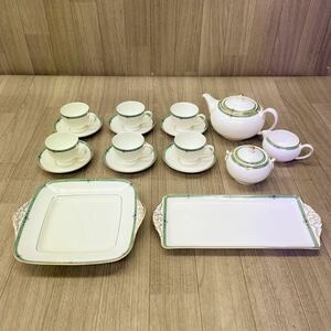 US240429 C-56 WEDGWOOD ウェッジウッド JEDE ジェイド カップ ソーサー シュガーポット クリーマー ティーポット セット 現状品