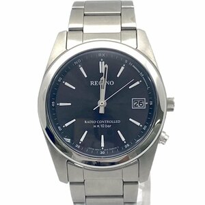 1円スタート 稼働品 CITIZEN シチズン REGUNO レグノ H415-T017274 電波ソーラー デイト SS ラウンドフェイス 黒文字盤 メンズ 腕時計