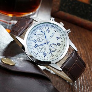 【 送料当社負担 】腕時計 アナログ クォーツ時計 ユニセックス 腕時計 シンプル 紳士 高級腕時計 風格 2種類 ブラウンベルト CMK-001A-2