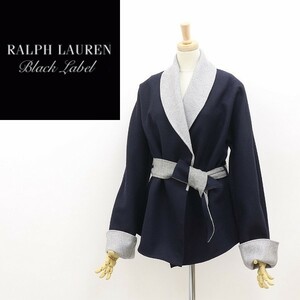 ◆RALPH LAUREN ラルフローレン ブラックレーベル ダブルフェイス ショールカラー リボンベルト付 ガウン ショート コート