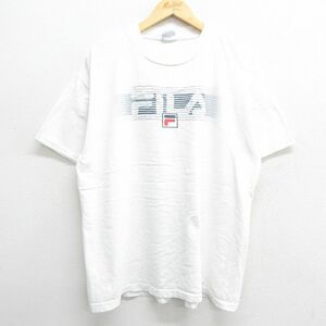 XL/古着 フィラ FILA 半袖 ビンテージ Tシャツ メンズ 90s ビッグロゴ 大きいサイズ コットン クルーネック 白 ホワイト 23mar24 中古