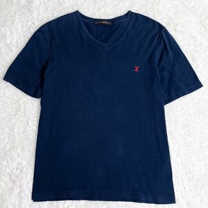XLサイズ LOUIS VUITTON ルイヴィトン Tシャツ ネイビー 紺 Vネック メンズ 『大人の逸品』