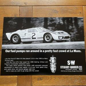 ポスター★1966 フォード・GT40　スチュワートワーナー 広告★Ford GT40 Mk2/FOMOCO/ル・マン/フォードvsフェラーリ