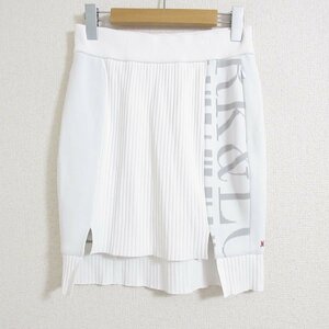 美品 MARK & LONA マークアンドロナ ゴルフウエア ロゴ刺繍 ジャガードニットスカート 38 ホワイト ◆