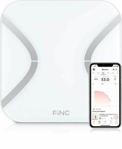 FiNC フィンク SmartScale スマホ連動 体組成計 自動記録 Bluetooth 薄型 高性能体重計 体重 BMI 内臓脂肪 体脂肪 年齢 基礎代謝 皮下脂肪