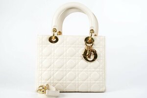 【美品】Christian Dior クリスチャンディオール カナージュ レディディオール 2WAYショルダー ハンドバッグ【QI70】