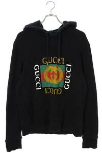 グッチ GUCCI 454585 X5J57 サイズ:XS ヴィンテージ加工オールドロゴプリントプルオーバーパーカー 中古 BS99