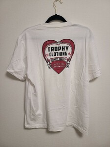 used trophy clothing バックプリントTシャツ L白 ハート トロフィークロージング アメカジ 古着 バイカー ハーレー チョッパー