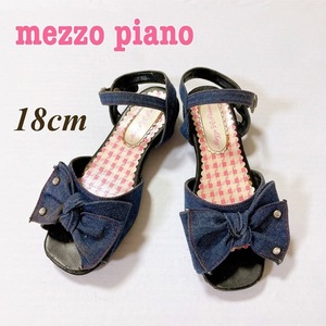 mezzo piano メゾピアノ ブルー デニム サンダル リボン 18cm キッズ 靴 シューズ 女の子