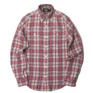 RRL ダブルアールエル L/S PLAID WORK SHIRTS 小紋柄＆チェックワークシャツ XS ピンク 長袖 Double RL トップス g3200