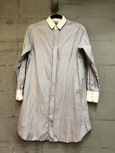 green グリーン 現HYKE クレリックシャツ ロングシャツ ホワイトカラーシャツ GRAY ×WHITE size1