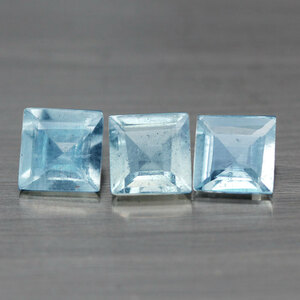 【天然アクアマリンルース 3個組 1.68ct:9761】非加熱 ブラジル産 Natural Aquamarine 裸石 標本 鉱物 宝石 jewelry Brazil