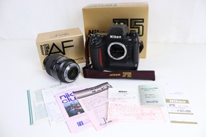 【動作OK】Nikon F5 フィルムカメラ ボディ ストラップ付き AF Micro Nikkor 105mm F2.8 マクロ レンズ 元箱 030JIAJL95
