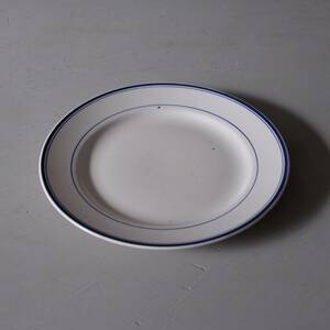 02772 松村硬質陶器 ブルーラインリム皿 / MATSUMURA & Co プレート 古道具