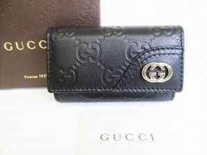 【展示未使用品】 グッチ GUCCI インターロッキング G シマレザー 6連 キーケース メンズ レディース