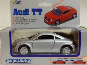 Audi アウディ 初代 TTクーペ 1.8T 1.8Tクワトロ 3.2クワトロ 8N 1998年式~ 1/36 約11.5cm ウェリー プルバックカー ミニカー 新品
