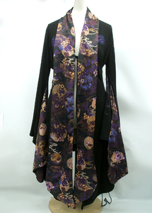 ◎キューティーフラッシュ 着物風 羽織もの カーディガン 袖付き 長袖　龍 ブラック×紫　チュニック ミニワンピースにも　札幌市 平岸店