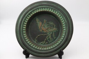 青銅製品　鳳凰　皿　絵皿　サイズ26.5㎝　飾り皿　台付き　#2fsea342