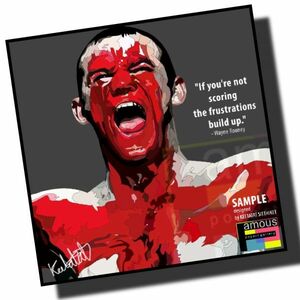 ウェイン・ルーニー デザイン3 イングランド代表 海外サッカーアートパネル 木製 壁掛け ポスター ポップアート