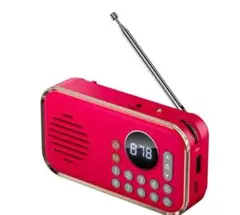 カープ観戦に！赤いFMラジオ レトロ USB-C充電 Bluetooth MP3