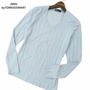 Zero by TORNADOMART トルネードマート 通年 Vネック★ 長袖 リブ カットソー ロンTシャツ Sz.M　メンズ 日本製　A4T01867_2#F