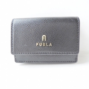 フルラ FURLA 3つ折り財布/ミニ/コンパクト カメリア レザー 黒 美品 財布