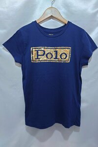 POLO RALPH LAUREN ポロラルフローレン スパンコール ロゴ 半袖 Tシャツ RN41381 CA56658 カットソー サイズS ネイビー 紺 トップス レディ