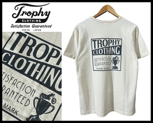 ■ 極美品 Trophy Clothing トロフィークロージング Box Logo ボックス ロゴ ビッグ プリント 胸ポケット 天竺 半袖 Tシャツ ナチュラル L