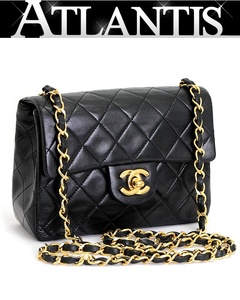 シャネル CHANEL ミニマトラッセ18 チェーンショルダーバッグ ラムスキン 黒 G金具 1番台 【64288】