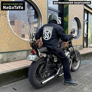 BETRUNKENER RADFAHRER ベェトォンナ ラドファ エンブレム コーチジャケット ブラック×オフホワイト Mサイズ BIKER モーターサイクル