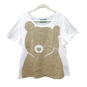 フラボア FRAPBOIS ZOO Tシャツ カットソー 半袖 Uネック アニマルプリント 1 白 ホワイト /CT レディース
