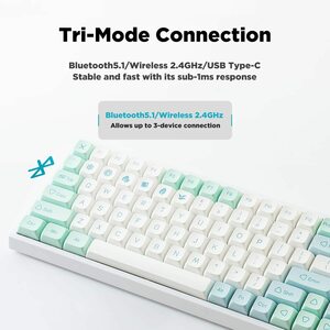 おすすめ ☆3モード接続ホットスワップメカニカルキーボード ミントグリーン 耐久