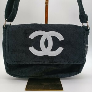 新品未使用品 シャネル CHANEL ノベルティ ショルダーバッグ ココマーク パイル地 ポシェット ブラック 黒　ホワイト