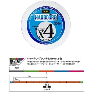 DUEL　ＰＥライン　ハードコアX4　300m4号50LB　5色分け