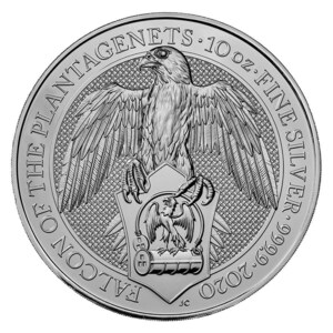 [保証書・カプセル付き] 2020年 (新品) イギリス「クィーンズ ビースト・ハヤブサ 隼 ファルコン」純銀 10オンス 銀貨