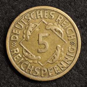 ドイツワイマール共和国 5ライヒスペニヒ銅貨（1925）[E509]コイン　