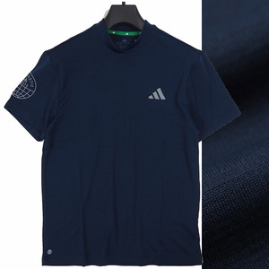 R356 新品 アディダスゴルフ モックネック シャツ 半袖 (サイズ:M) adidas GOLF ゴルフウェア ネイビー