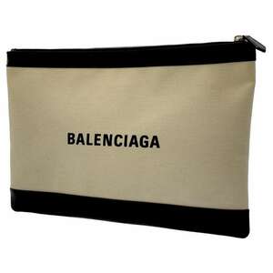 ★バレンシアガ クラッチバッグ ネイビークリップL キャンバス レザー 373840 BALENCIAGA バッグ 黒 【安心保証】