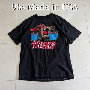 90s USA製 ルーニーテューンズ　Tシャツ シングルステッチ　XL ブラック Looney Tunes