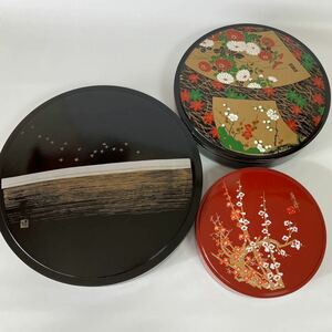 寿司桶　蓋付き　ふたつき　丸型　一段お重　合成漆器　3個セット　盛り鉢　菓子器　オードル　パーティ　寿司　ちらし寿司　おせち