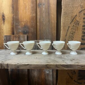 5個セット 白磁 ミニカップ アンティーク 珈琲 コーヒー デットストック 陶器 ヴィンテージ 蔵出し 薄造り シンプル ホワイト カフェ雑貨