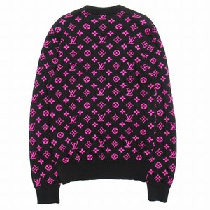 美品 19aw ルイヴィトン LOUIS VUITTON by Virgil Abloh ハーフアンドハーフ モノグラム カシミヤ ニット セーター XS 黒 ピンク▽12