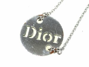 クリスチャン・ディオール　Christian Dior　ロゴ　ラウンドプレート　ネックレス　直径2cm　シルバーカラー　YAS-10030