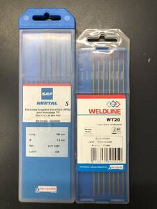 HB311　WELDLINE　TIG溶接タングステン電極棒　１．６㎜×１５０㎜　WT２０　＆　SAF　NERTAL　S