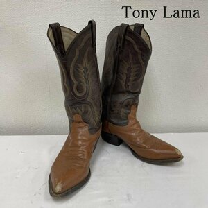 トニーラマ レザー ウエスタン ブーツ ツートンカラー ヒール 刺繍 ブーツ ブーツ US：7 茶 / ブラウン