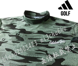 ■新品【adidas GOLF】アディダスゴルフ カモ柄 AEROREADY吸湿性 半袖モックネックシャツ■KH/L