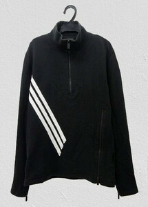 r2_3095k Y-3×adidas アディダス コラボ 3ストライプス プルオーバー スウェットシャツ 黒×白/サイズS(実寸M程度)