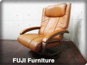 ■FUJI Furniture/フジファニチア■高級■P1190A■本革張り■北欧スタイル■パーソナルチェア/リクライニングチェア■15万■ft8999m