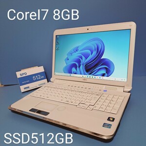 ★最強Corei7★メモリ8GB/新品SSD512GB/LIFEBOOK/AH77/C/Windows11HOME/Webカメラ/Office2019H&B/ブルーレイ/富士通/FUJITSU